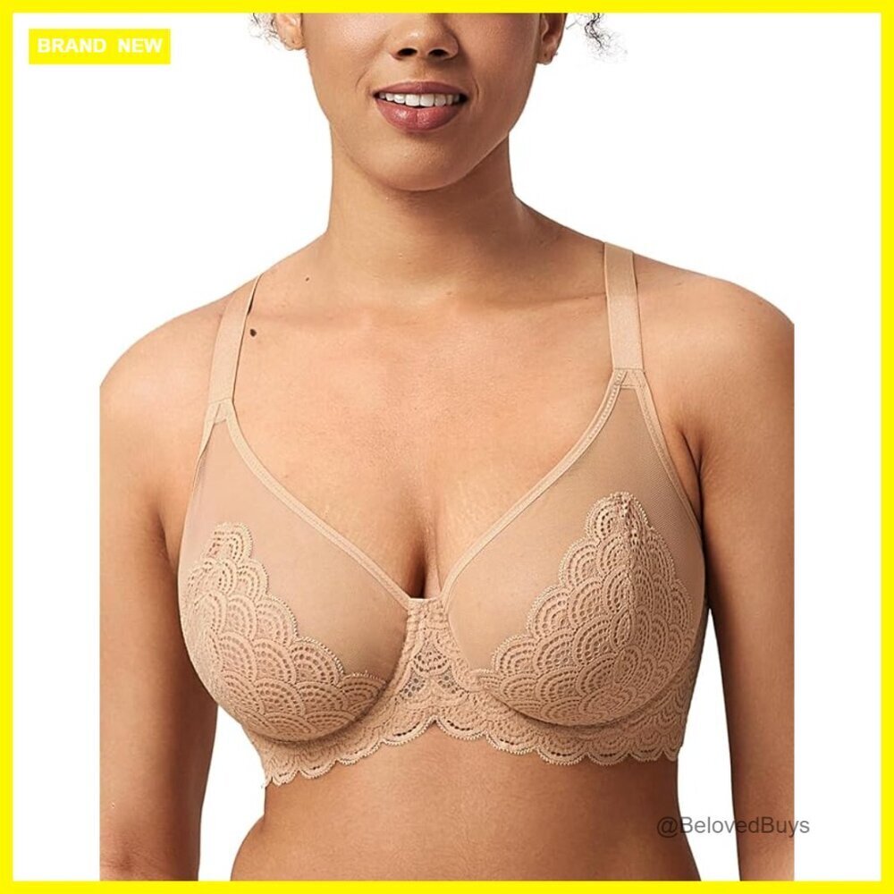 Minimizer Bra Full Coverage Lace Underwire Plus Size Large Bust Support